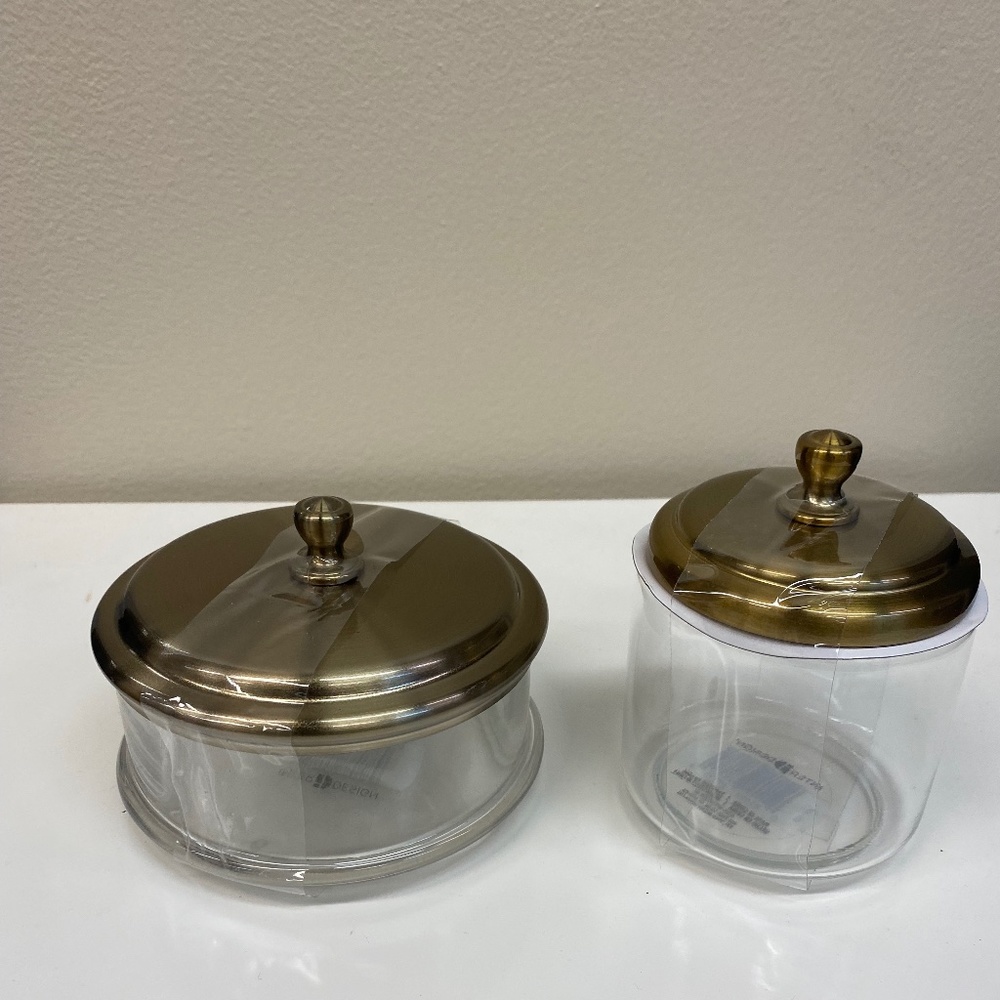 York Clear Glass Apothecary Storage Jar - Bronze Lid - Small